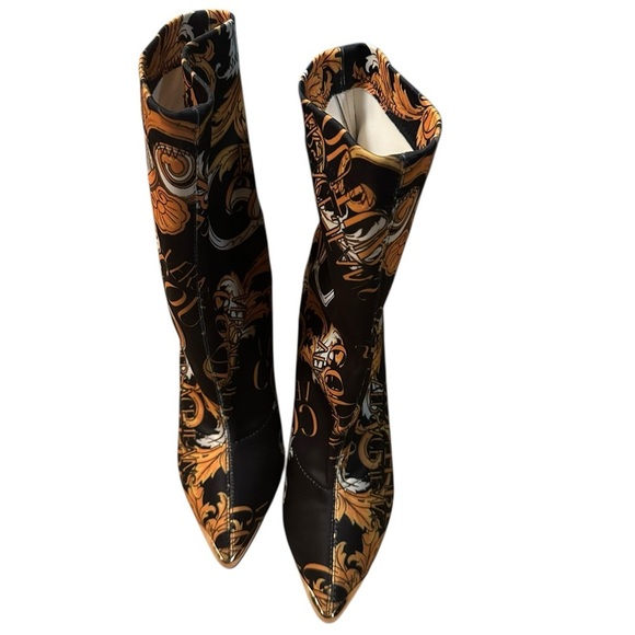 Versace Jeans Couture Scarlett ankle boots black and gold baroque print size 40 - Picture 3 of 12